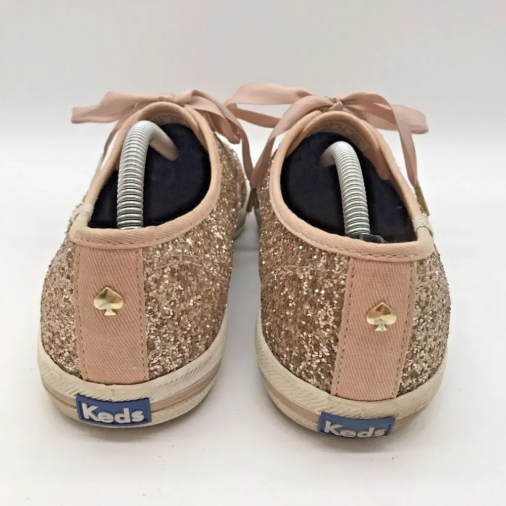 Keds for Kate Spade Champion Glitter Sneakers Women's 9 Pink Rose Gold Shoes